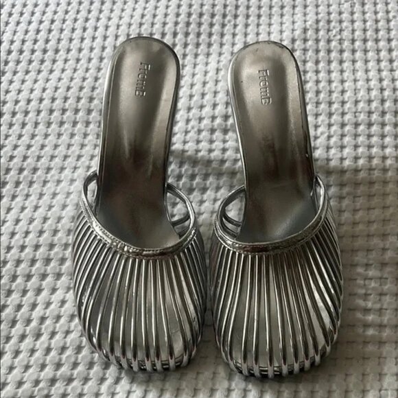 FromB Silver Metallic Cage Mules — Size 7.5 - Picture 1 of 4